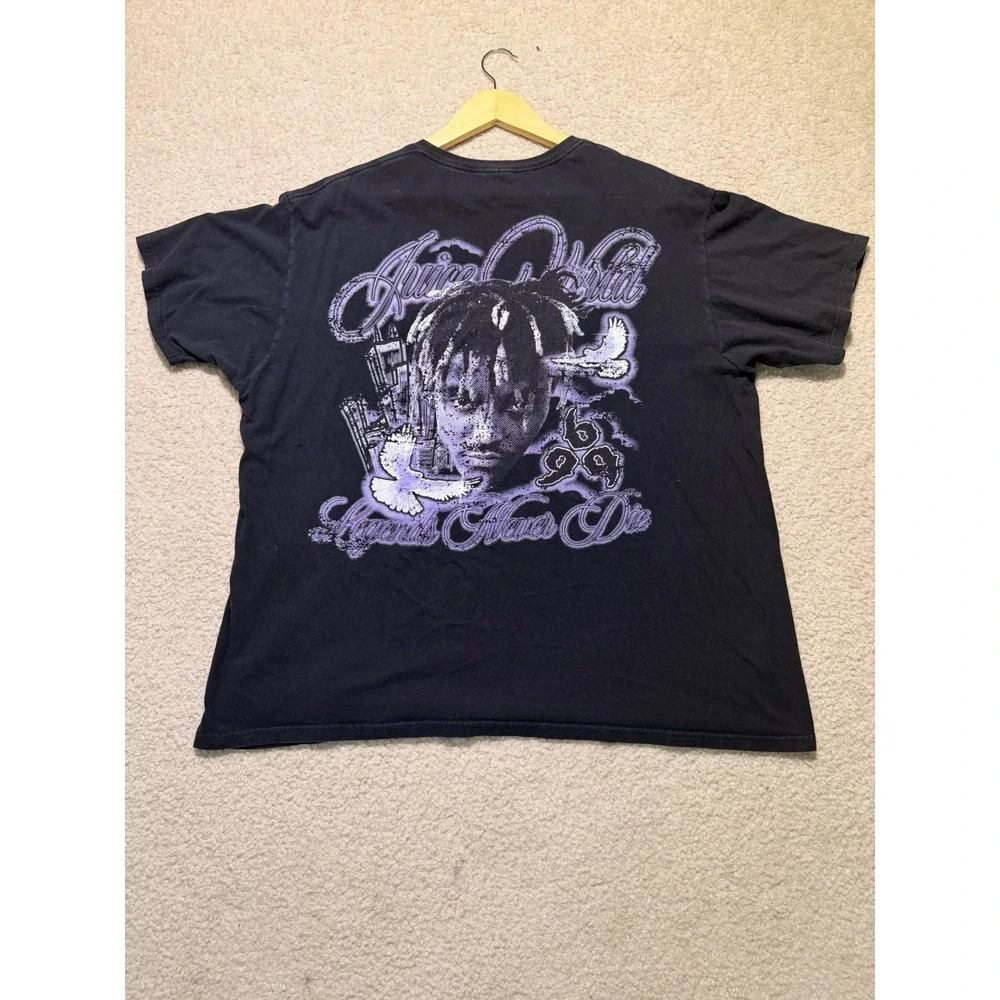 Juice WRLD Legends Never Die 999 T Shirt Black Purple Graphic Rap Tee Oversized